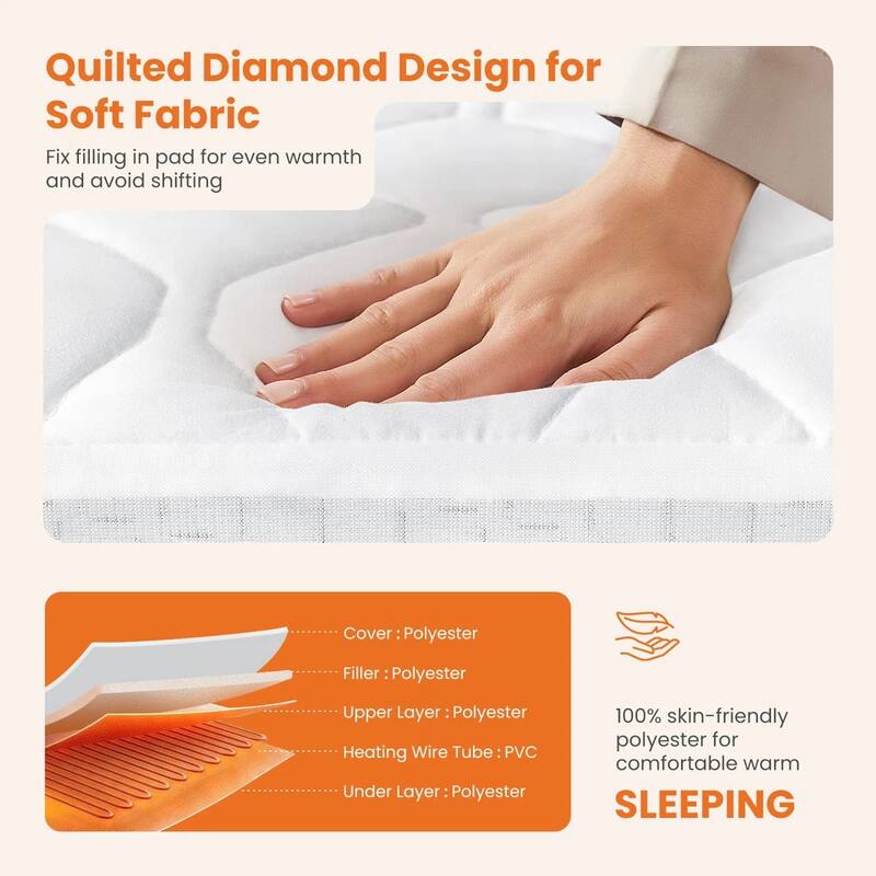 Quilted Heated Mattress Pad with 10 Heat Settings & Auto Shut-Off, Machine Washable – Warm Electric Bed Heating Pad