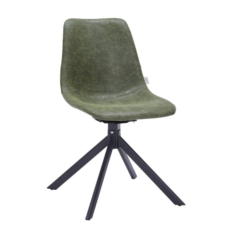 Markley Leather Dining Chair 360 Degree Swivel with Iron legs Modern Accent Side Chair - Green