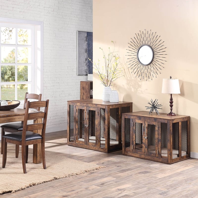 unipaws Dog Crate Furniture with Tray and Bed
