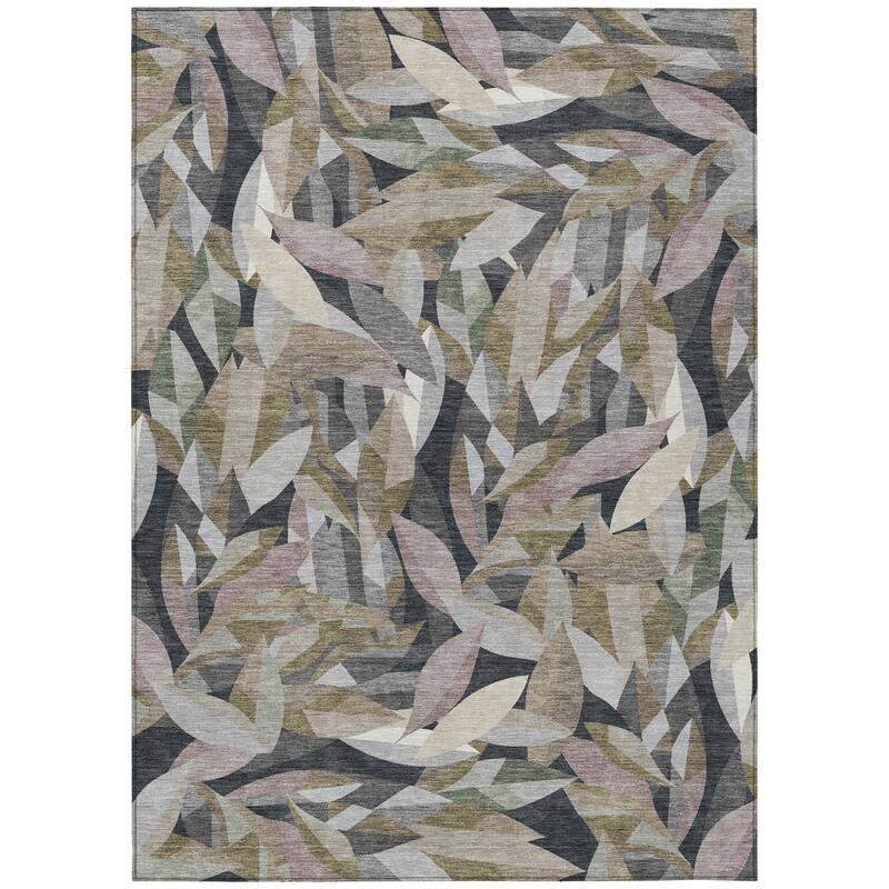 Machine Washable Indoor/ Outdoor Modern Floral Chantille Rug