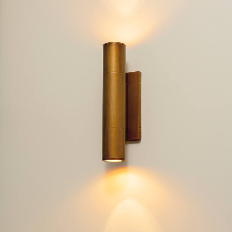 4.5" Modern Black/Gold Cylinder Integrated LED 3000K Up and Down Waterproof Outdoor Wall Armed Sconce