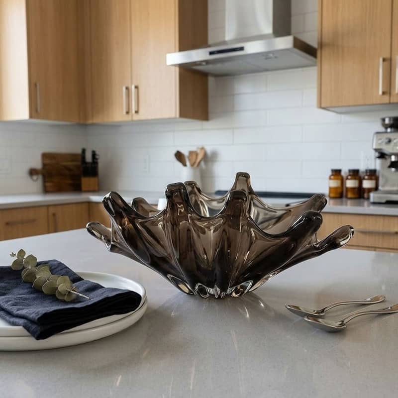 Aria Home Elegant Sculptural Glass Bowl Centerpiece Decorative Accent