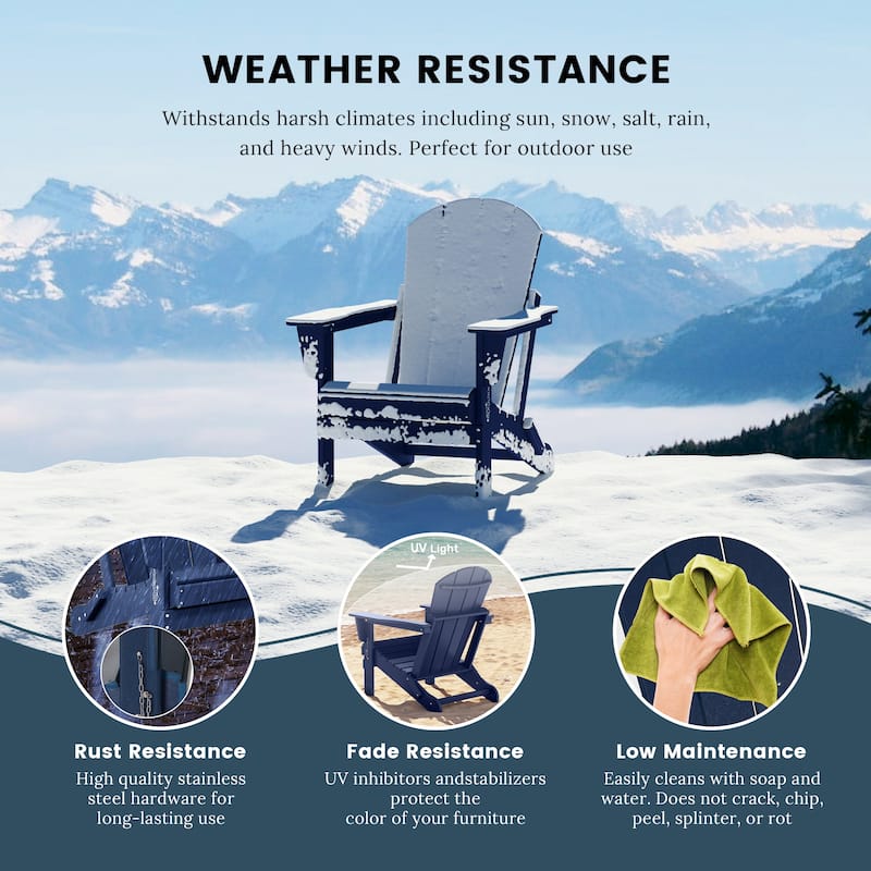 Polytrends Laguna Weather Resistant Outdoor Patio Folding Adirondack Chairs (Set of 2)