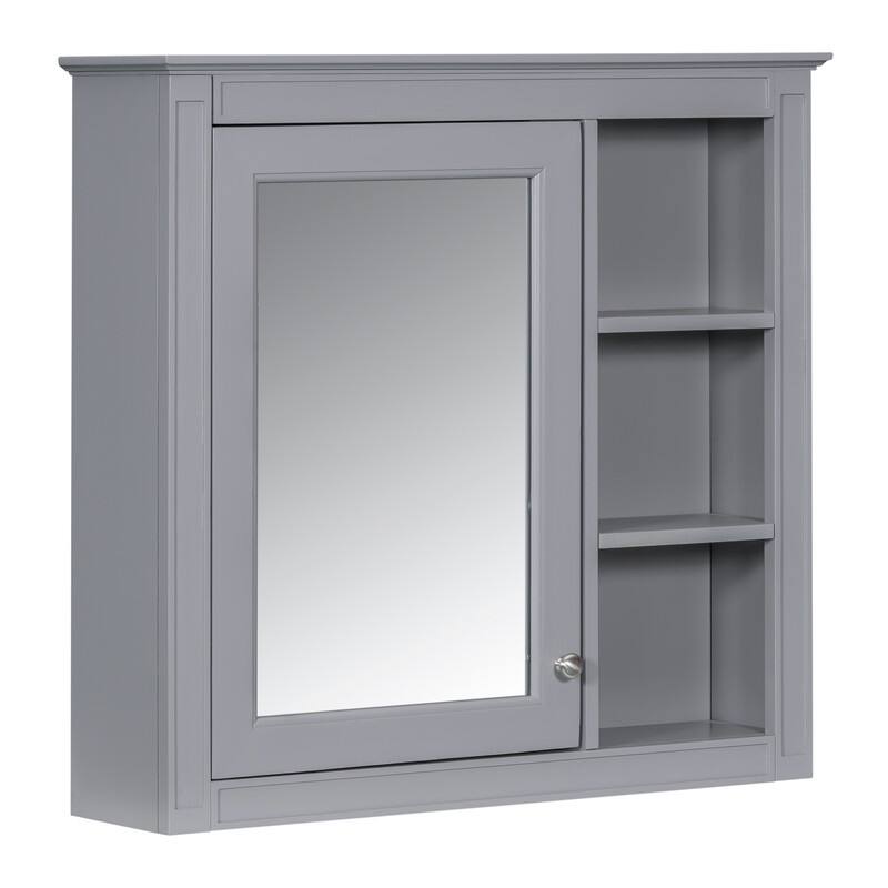 30'' x 28'' Wall Mounted Storage Cabinet for Bathroom,Mirror Cabinet with 3 Open Shelves