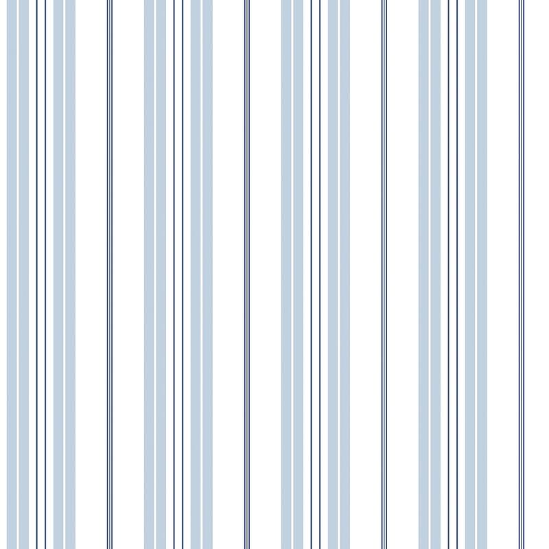 Galerie Wallcoverings Deauville 2 Two-colored Stripe Non-woven Matte Wallpaper Roll - 33 feet x 21 inches - Light Blue/White