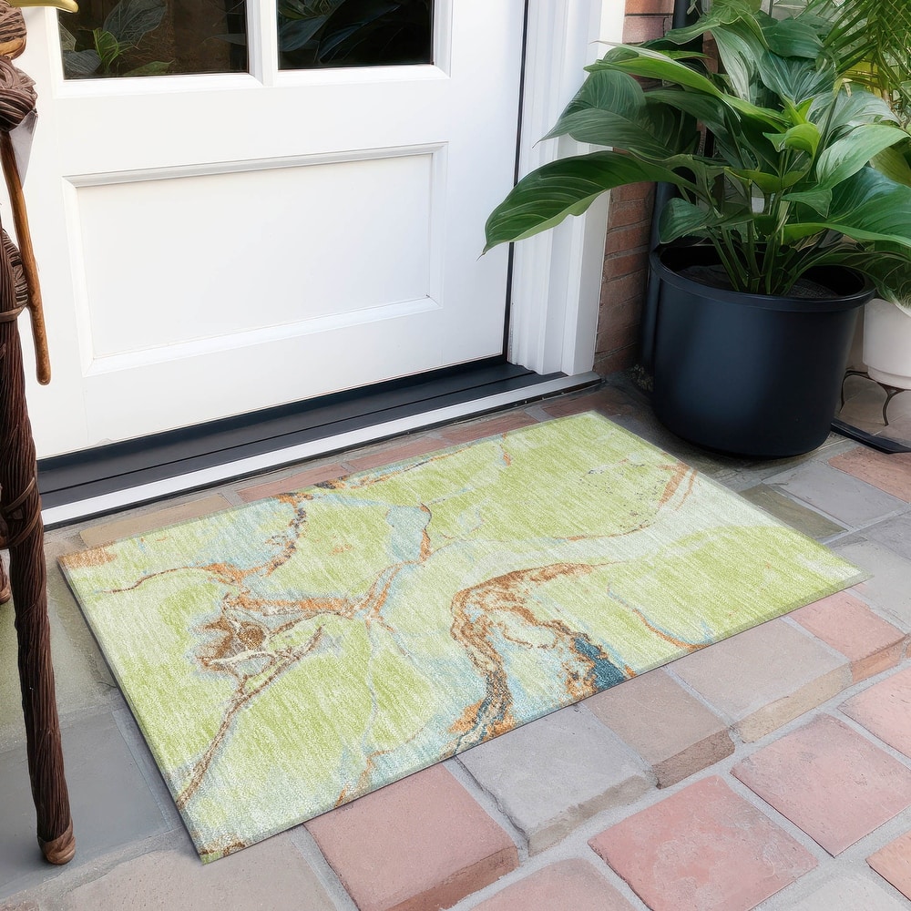 Machine Washable Indoor/ Outdoor Modern Abstract Chantille Rug