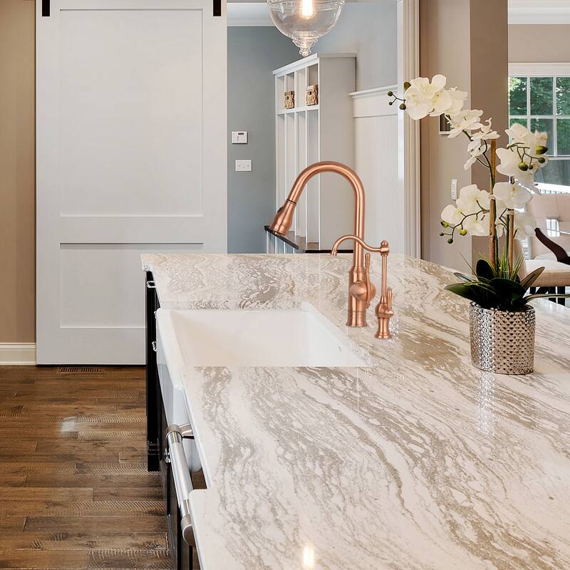 Copper Kitchen Faucet with Single Level handle and Pull Down Sprayer