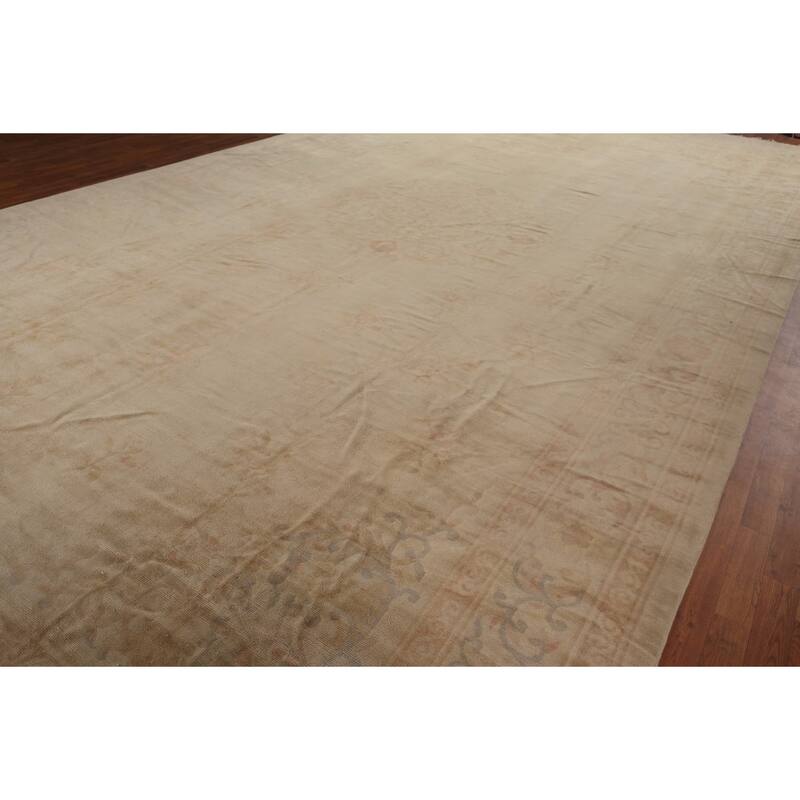 Palace Size Oushak Turkish Antique Area Rug Handmade Wool Carpet - 11'10"x 21'7"