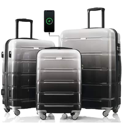 Luggage Set of 3, 20-inch with USB Port, Airline Certified Carry-on Luggage , ABS+PC Hard Shell Luggage with Spinner Wheels