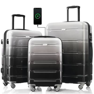 Luggage Set of 3,20-inch with USB Port,Airline Certified Carry-on Luggage,ABS+PC Hard Shell Luggage with Spinner Wheels