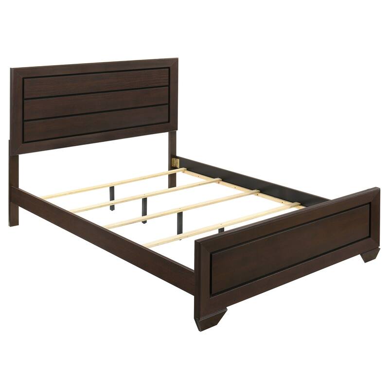 Dark Cocoa Queen Bed with Panel Design and Recessed Grooves for Modern Transitional Style