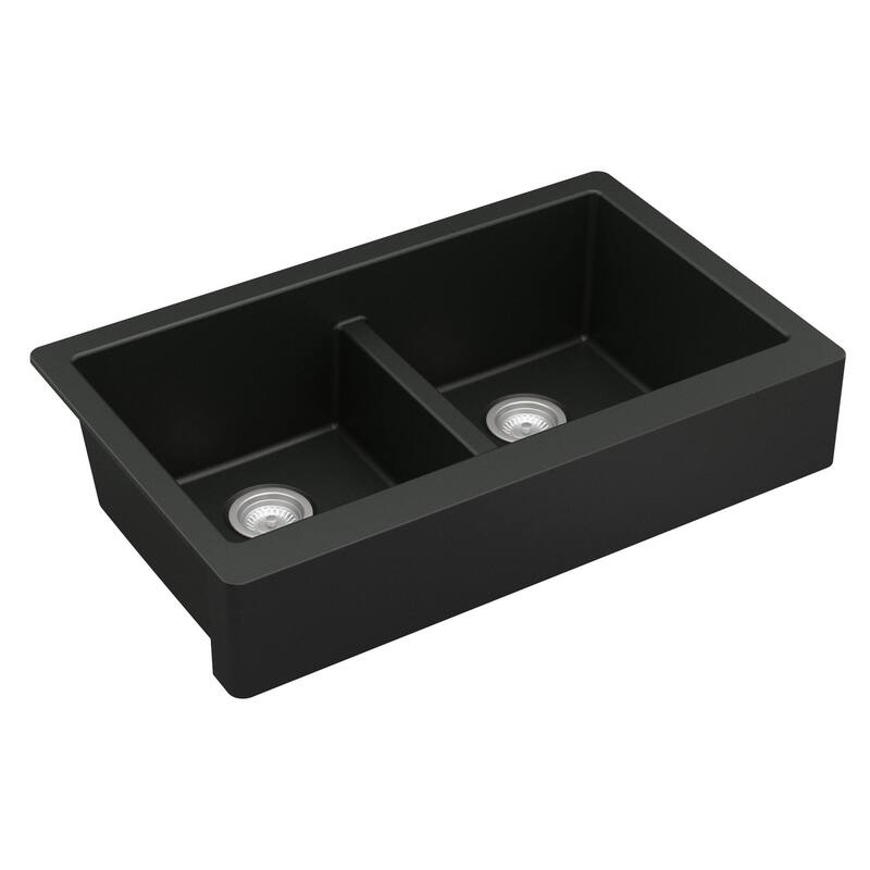 Karran Retrofit Apron Front Quartz Double Bowl Kitchen Sink