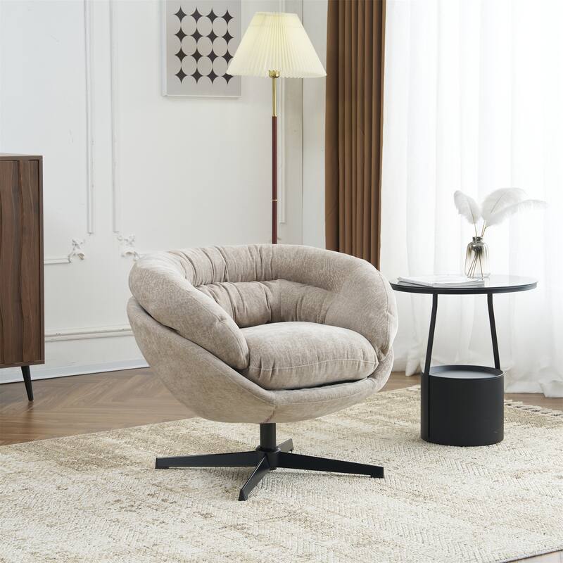 Ergonomic Chenille Office Chair Swivel Chair, Rotating Chair Club Chair Accent Chair with Removable Cushion