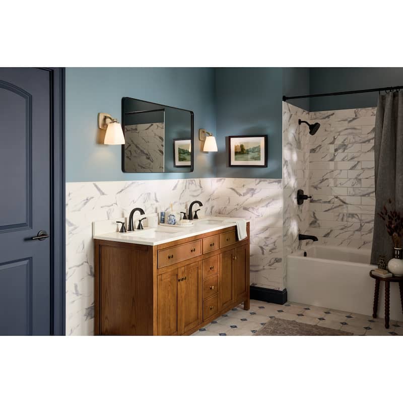 Kichler Lighting Marant 9.5" 1-Light Wall Sconce with Opal Glass in Champagne Bronze