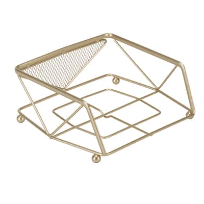 Kitchen Details Geode Napkin Holder in Satin Gold - 8.5"x 7.2"x 3.25"