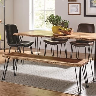 Natural Acacia Solid Wood Live Edge Design Dining Bench - Bed Bath & Beyond - 27432624