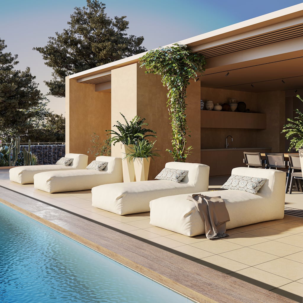 1-Piece Outdoor Bean Bag Chaise Lounge with Pillow - N/A