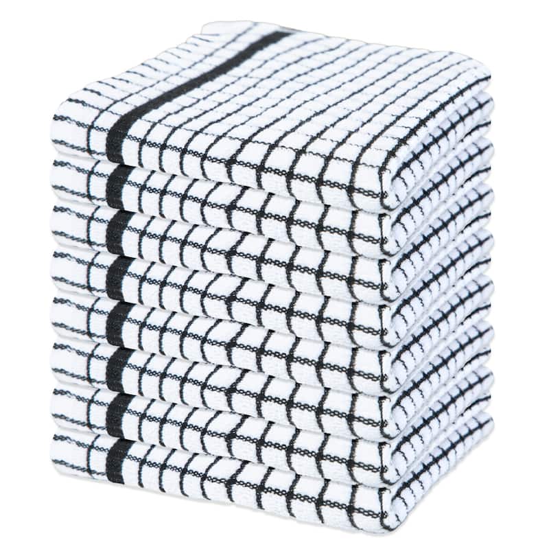 The Sloppy Chef Classic Checkered 8-Piece Dishcloths - 13x13 - Black