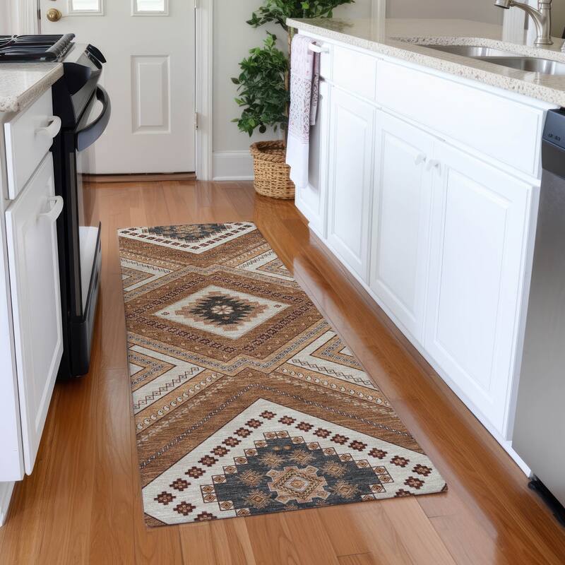 Premium Washable Super Soft Boho Global Mayfield Rug - Copper - 2'3" x 7'6"