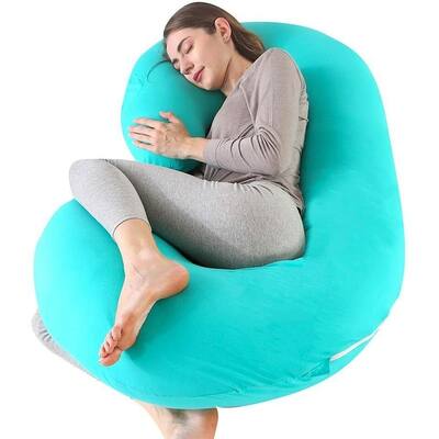 Pregnancy Pillow C Shaped Full Body Pillow 52" Maternity Pillow Support Body - Lakeblue
