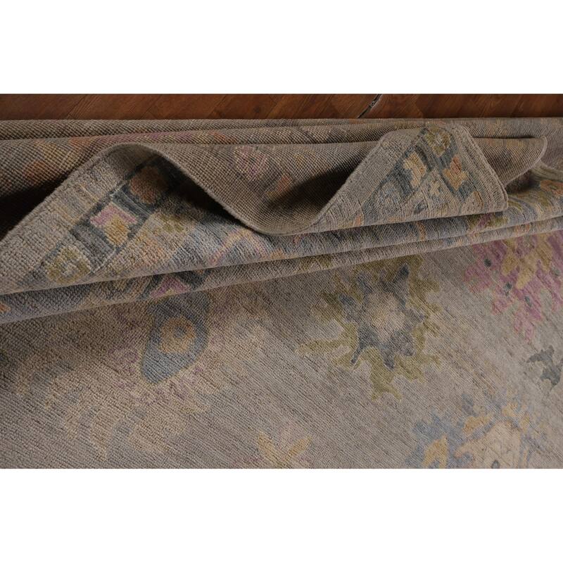 Oushak Turkish Large Area Rug Floral Hand-Knotted Wool Carpet - 10'1"x 14'0"