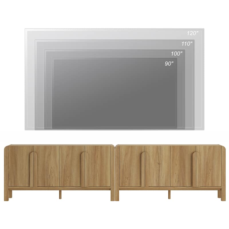 WAMPAT Modern TV Stand For Tvs Up To 120 Inch, 2 In 1 Wood Entertainment Center TV Console With Doors And Adjustable Shelves