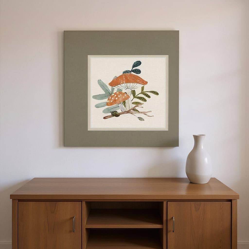 HomeRoots Set Of Two Amanita Mushroom Silver Framed Wall Art