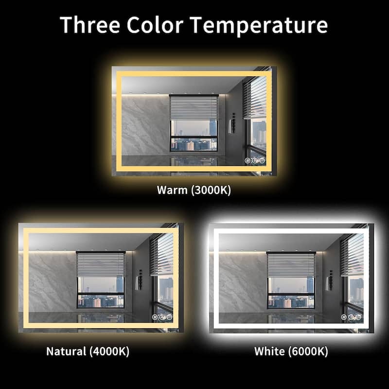 48x32 Inch Frameless LED Bathroom Mirror,Smart Mirror