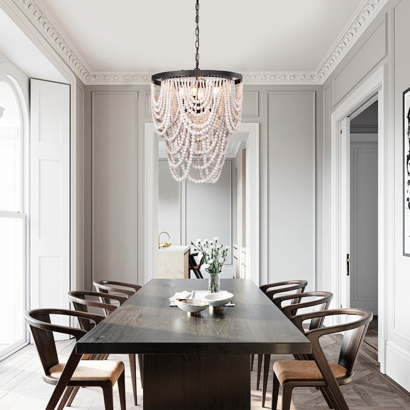 Siona18 Inch Bohemian Style Antique Finish Pendant Chandelier 4-Light