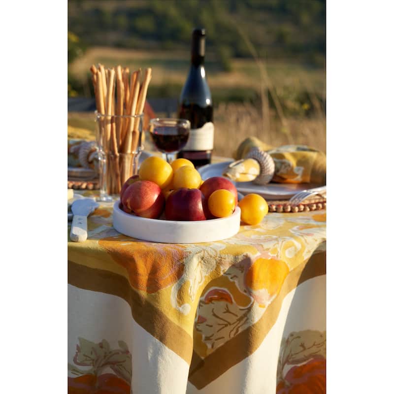 Couleur Nature Pumpkin Harvest Square Cotton Tablecloth