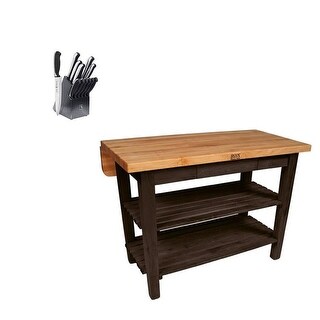 John Boos  KIB02 60x32 Butcher Block and Henckels Knife Set (French Roast)