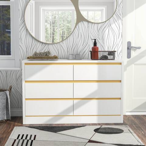 DH BASIC Mod White 6-drawer Double Dresser by Denhour