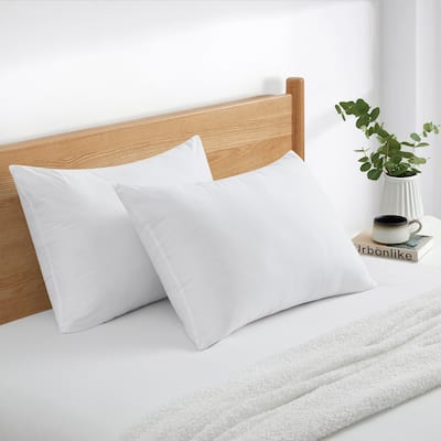 Down Alternative Bed Pillows Peach Skin Fabric 2 Pack - White