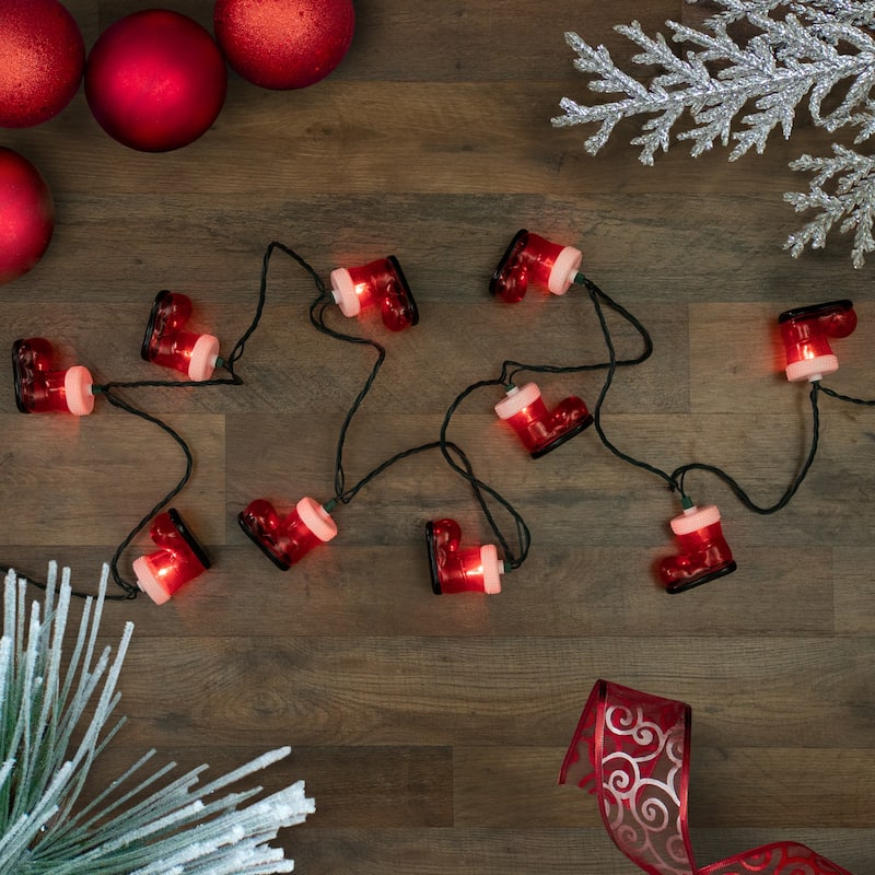 10-Count Santa's Boots Christmas Light Set 7.5ft Green Wire - 117"