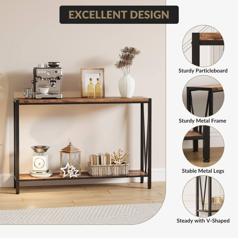 2-Tier Narrow Console Table, Stylish Sofa Side Table for Entryway