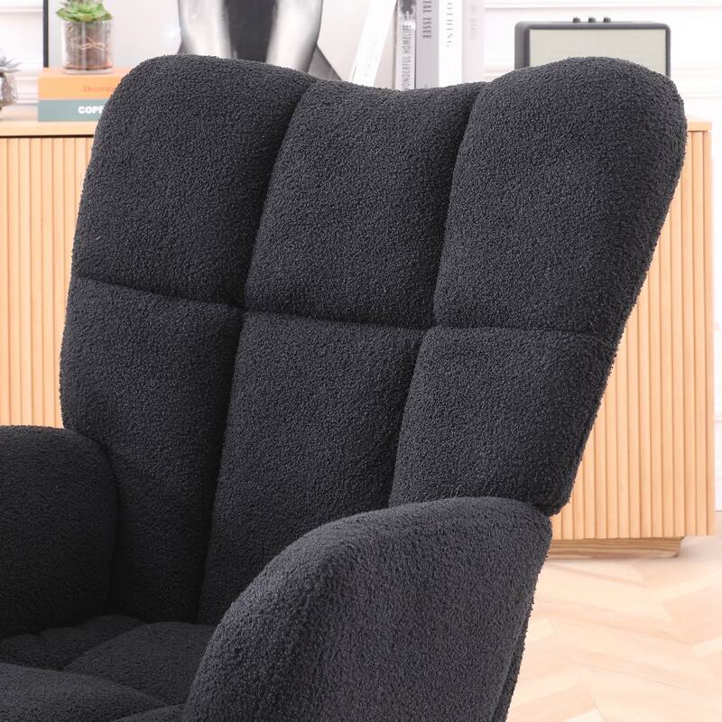 Polyester Rocking Chair with High Backrest and Padded Seat