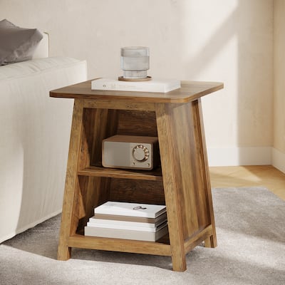 3-Tier End Table with Storage Shelves