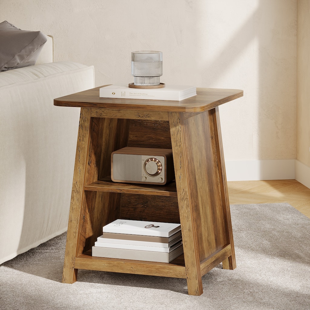 3-Tier End Table with Storage Shelves