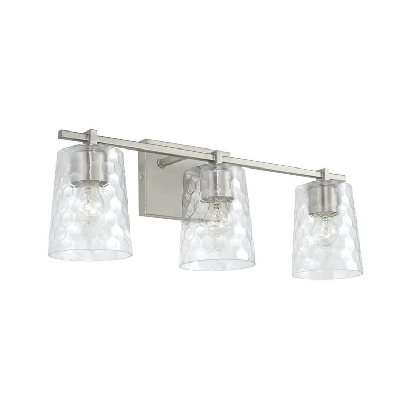 3-light 24-inch Bath/ Vanity Fixture w/ Clear Honeycomb Glass - Brushed Nickel