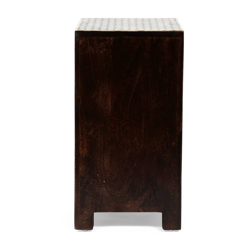 Wooden 3-Drawer Bone-Fitted Nightstand
