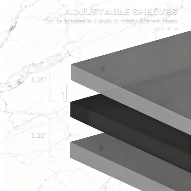 Black Freestanding Cabinet with Two-Cabinet Design, Adjustable Shelves