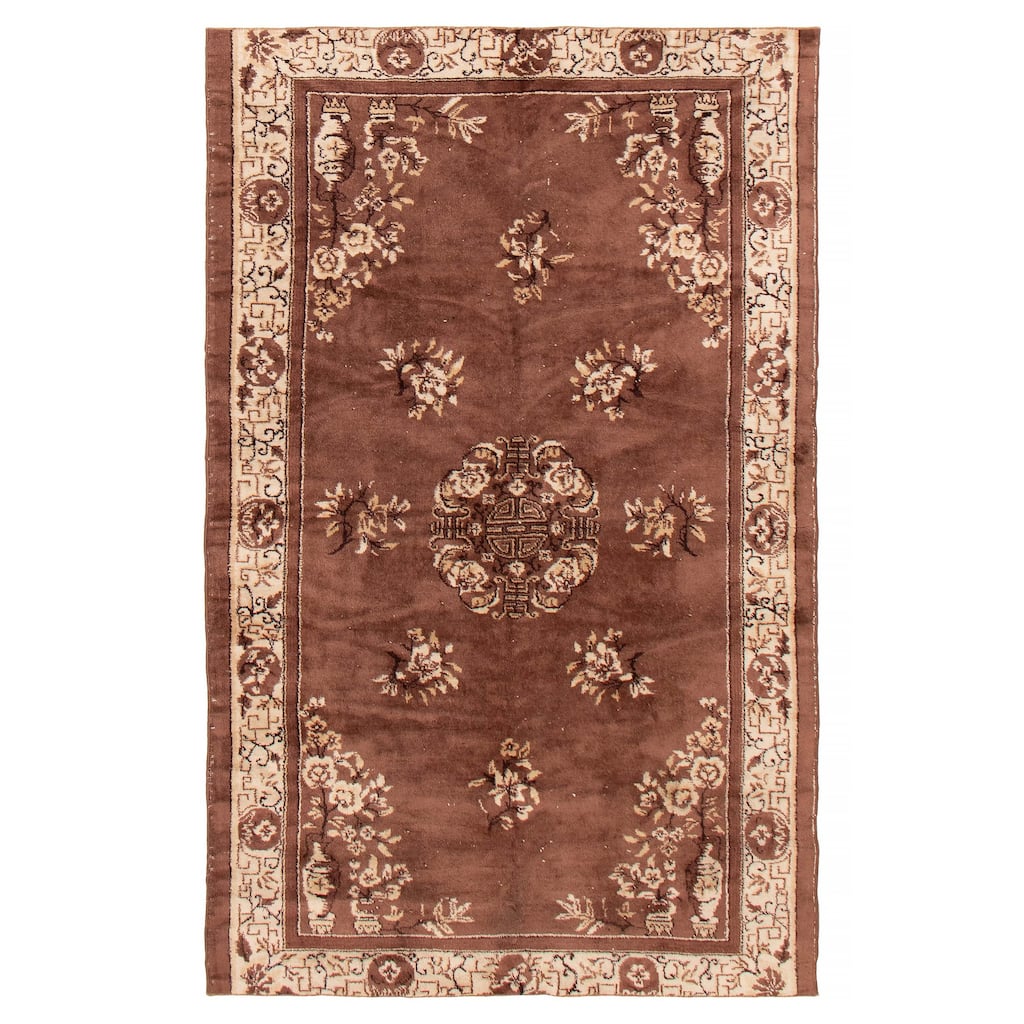 ECARPETGALLERY Hand-knotted Melis Vintage Brown Wool Rug - 5'1 x 7'10
