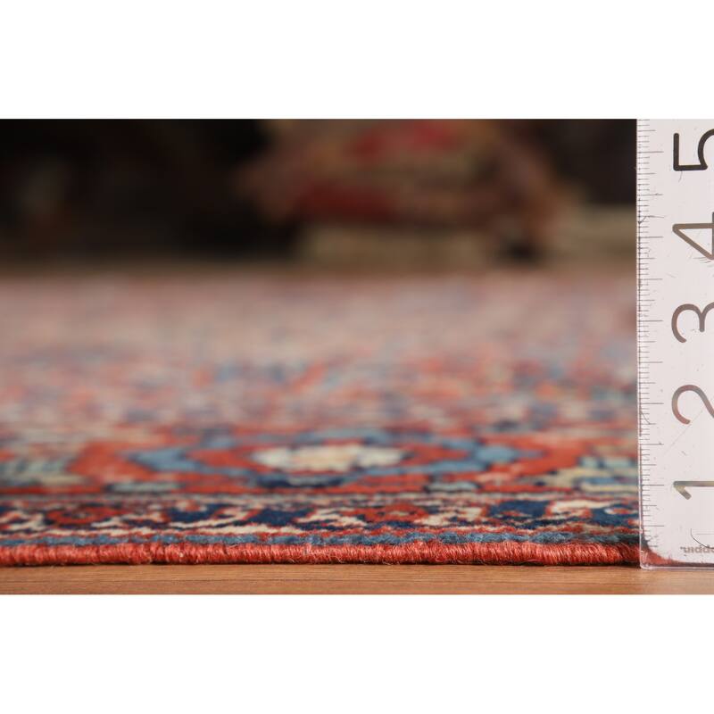 Hand Knotted Oriental 100% Wool Carpet Traditional Floral Oranges & Rust Senneh Area Rug - 11' 11'' X 9' 0''