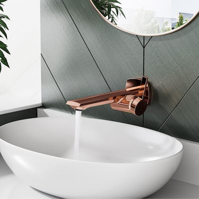 Modland Wall Mount Single Hole Bathroom Faucet, NSF/CUPC Certified & Salt Spray 8 (Matte Black/Rose Gold)
