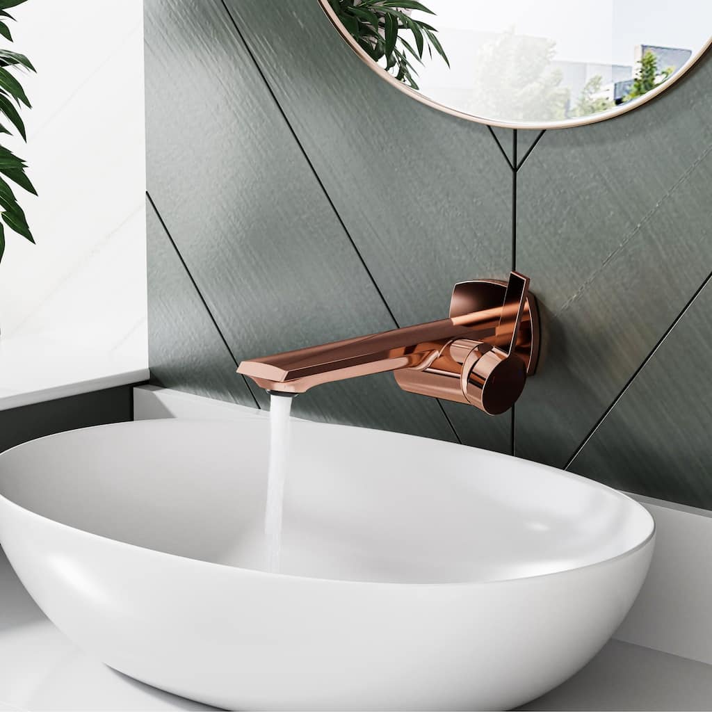 Modland Wall Mount Single Hole Bathroom Faucet, NSF/CUPC Certified & Salt Spray 8 (Matte Black/Rose Gold)