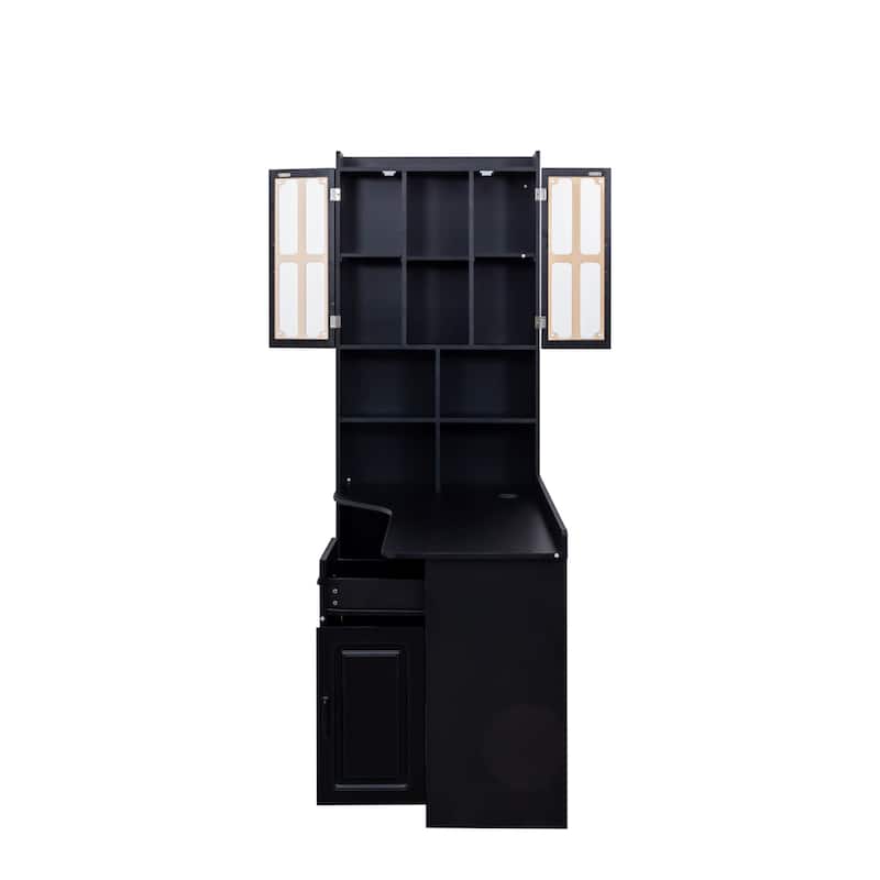 GDFStudio - Saly Modern Multi-Function Home Office Desk & Workstation with Storage, Drawers & Hutch