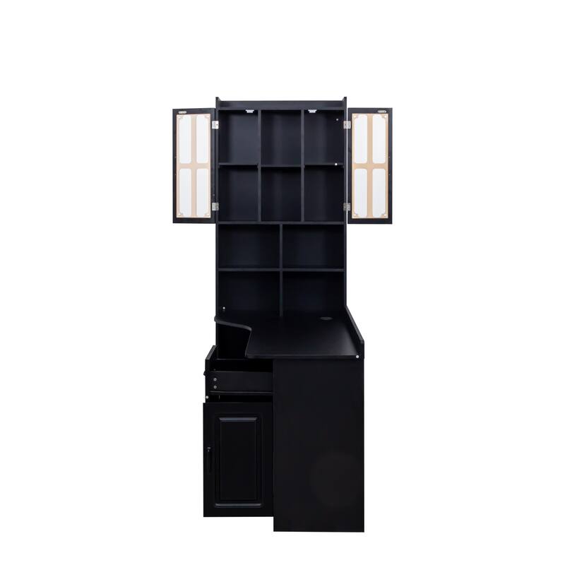 L-Shaped Corner Computer Desk for Home Office or Study desk, Study Modern Style Table with Drawers, Bookshelf & Hutch