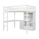 preview thumbnail 9 of 11, Multifunctional Design Loft Bed with Desk, Storage shelves and Drawers, Built-in Ladder, Full Size, White