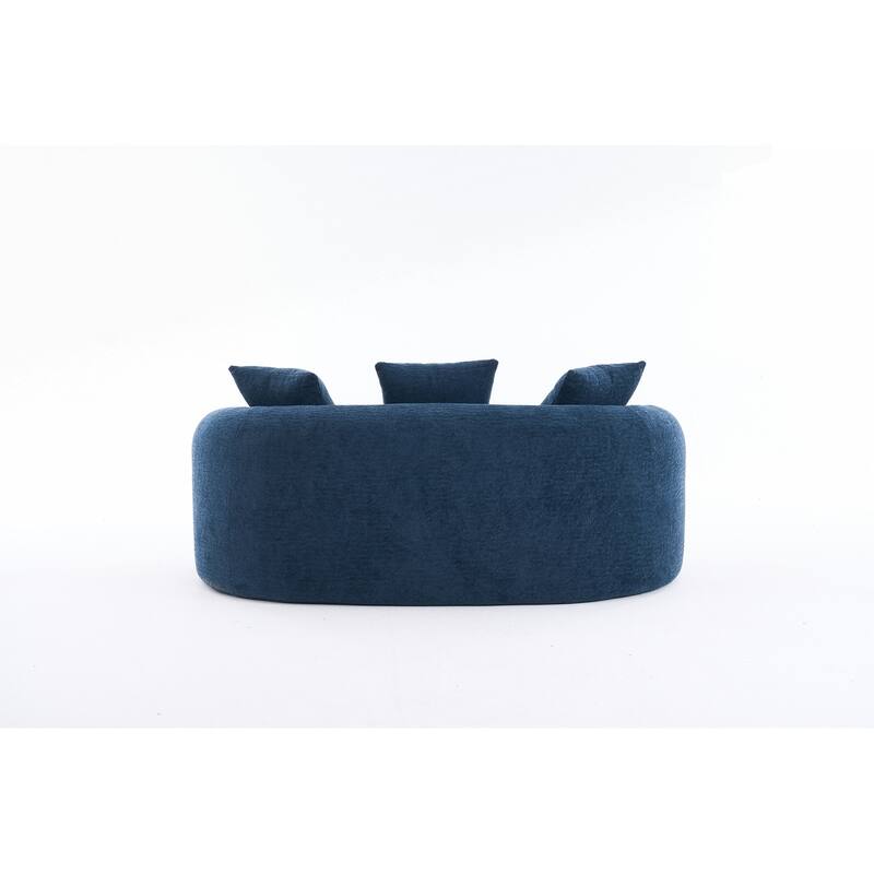 Curved Loveseat White Full Compression Sponge Sofa