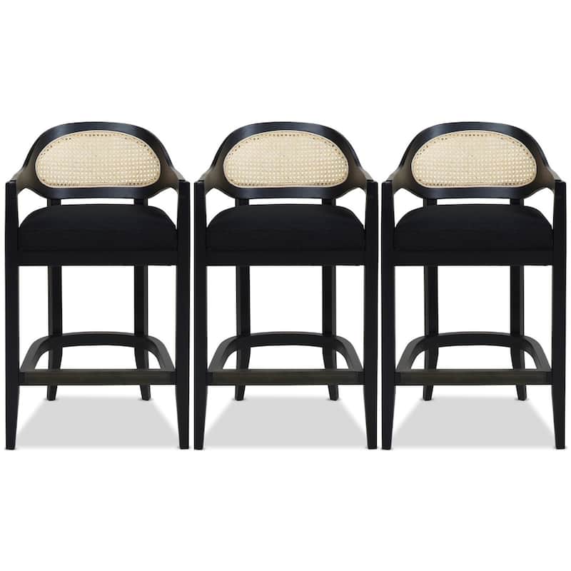 Americana Mid-Century Modern Rattan Cane Back Counter and Bar Stool